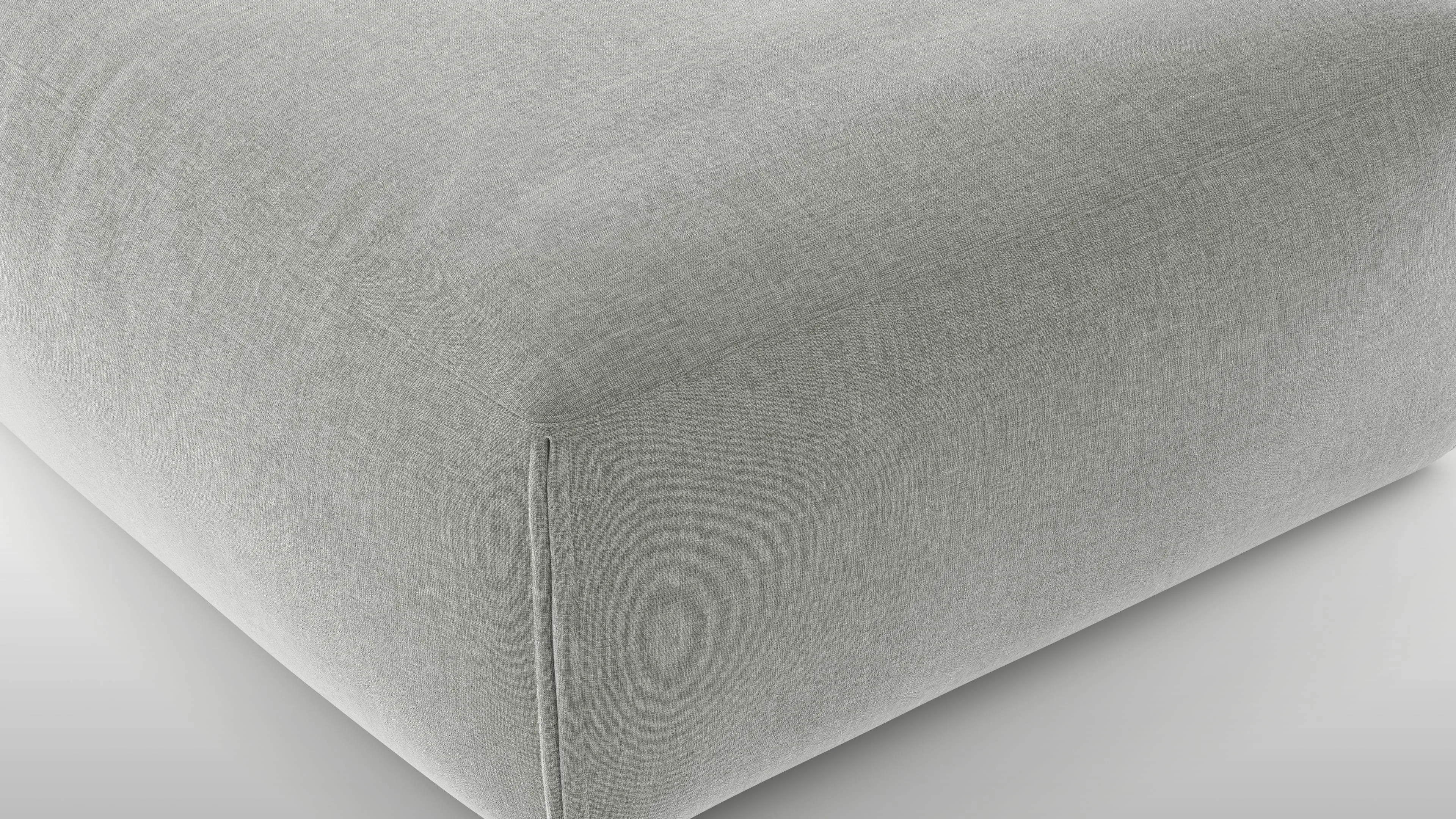 Le Mura - Le Mura Ottoman, Soft Gray Brushed Weave