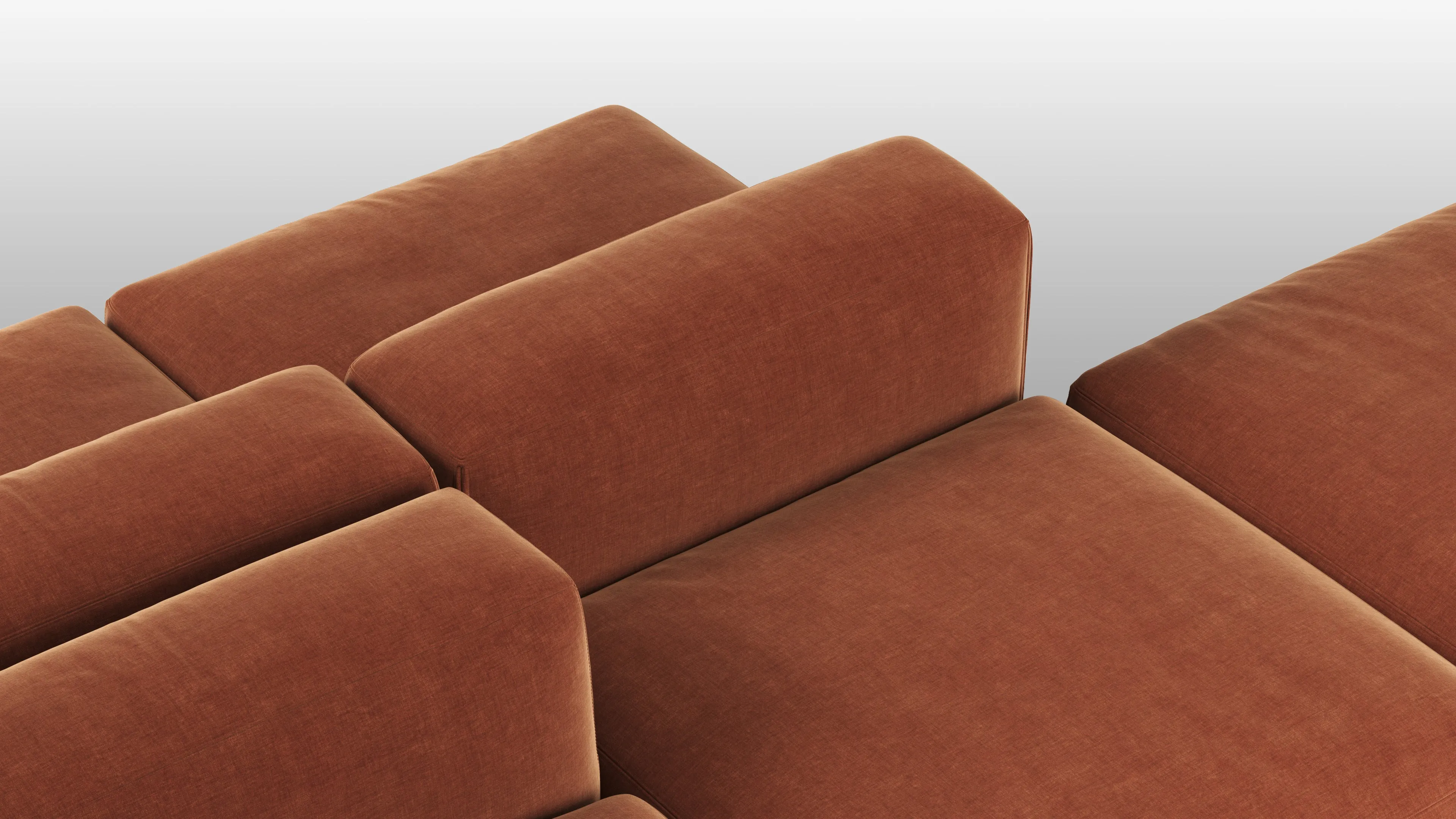 Le Mura - Le Mura Sectional Sofa, Dual Aspect, Left, Rust Chenille