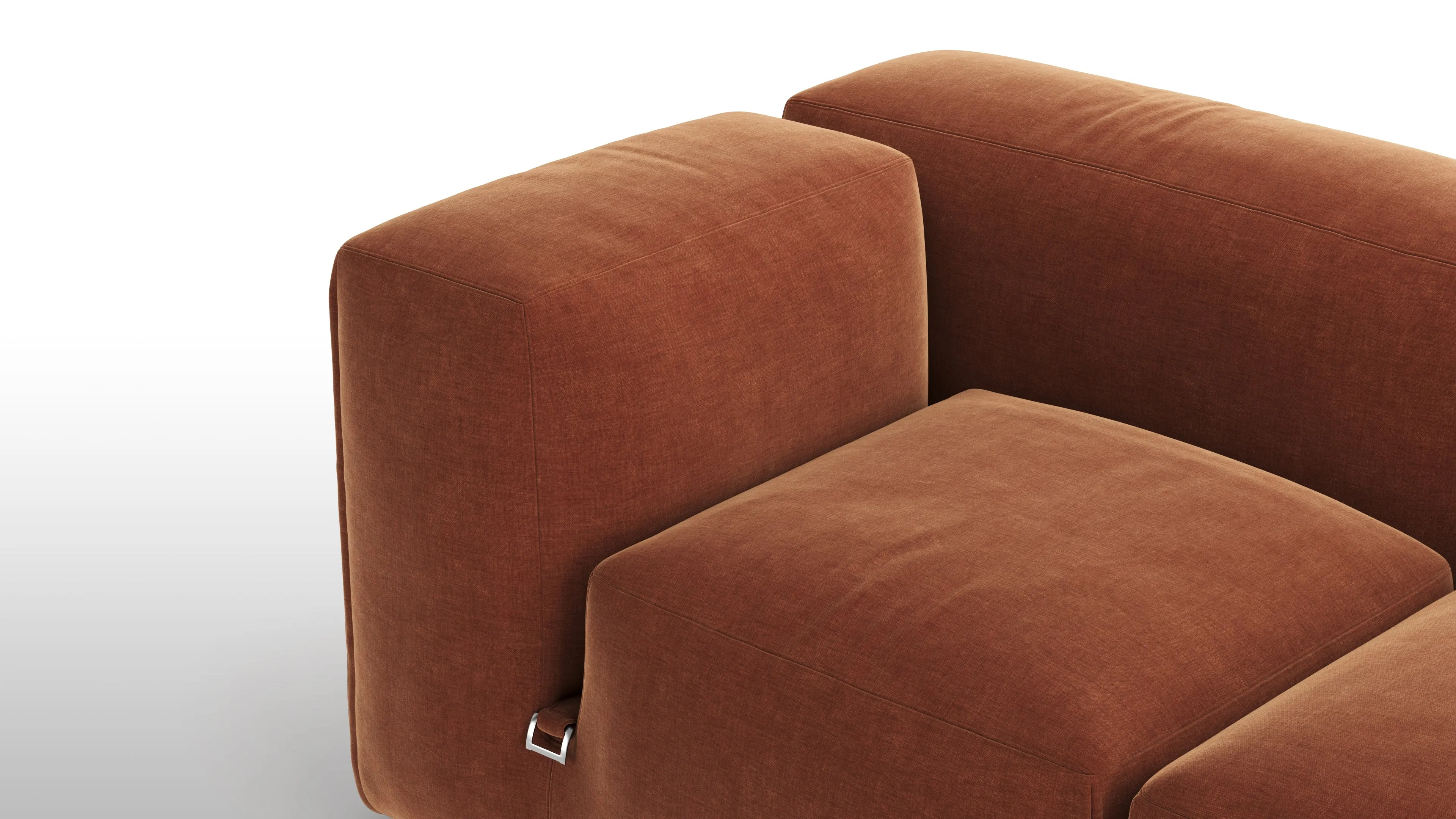 Le Mura - Le Mura Sectional Sofa, Eight Seater, Right, Rust Chenille