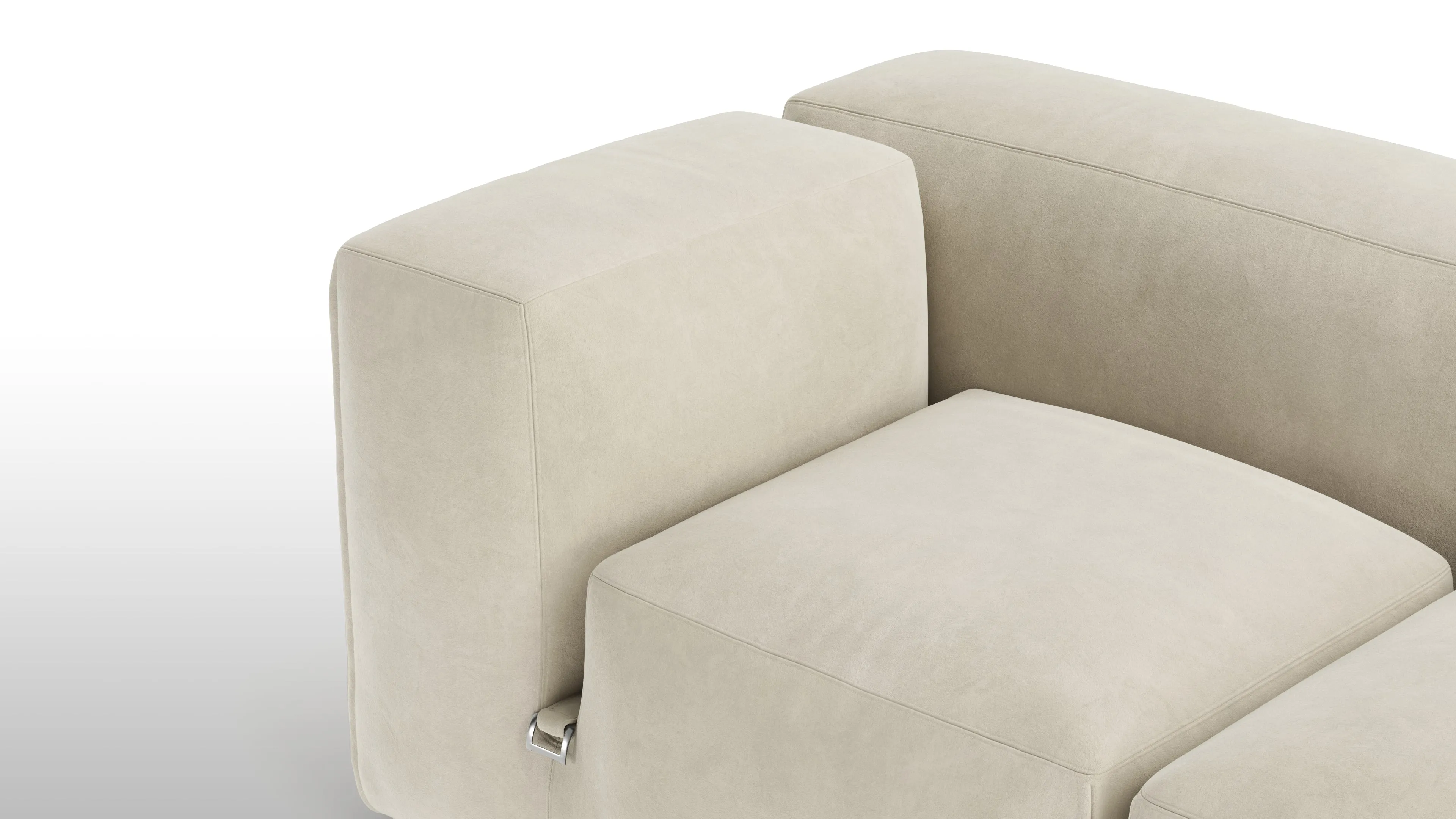 Le Mura - Le Mura Sectional Sofa, Right Corner, Eggshell Vegan Suede