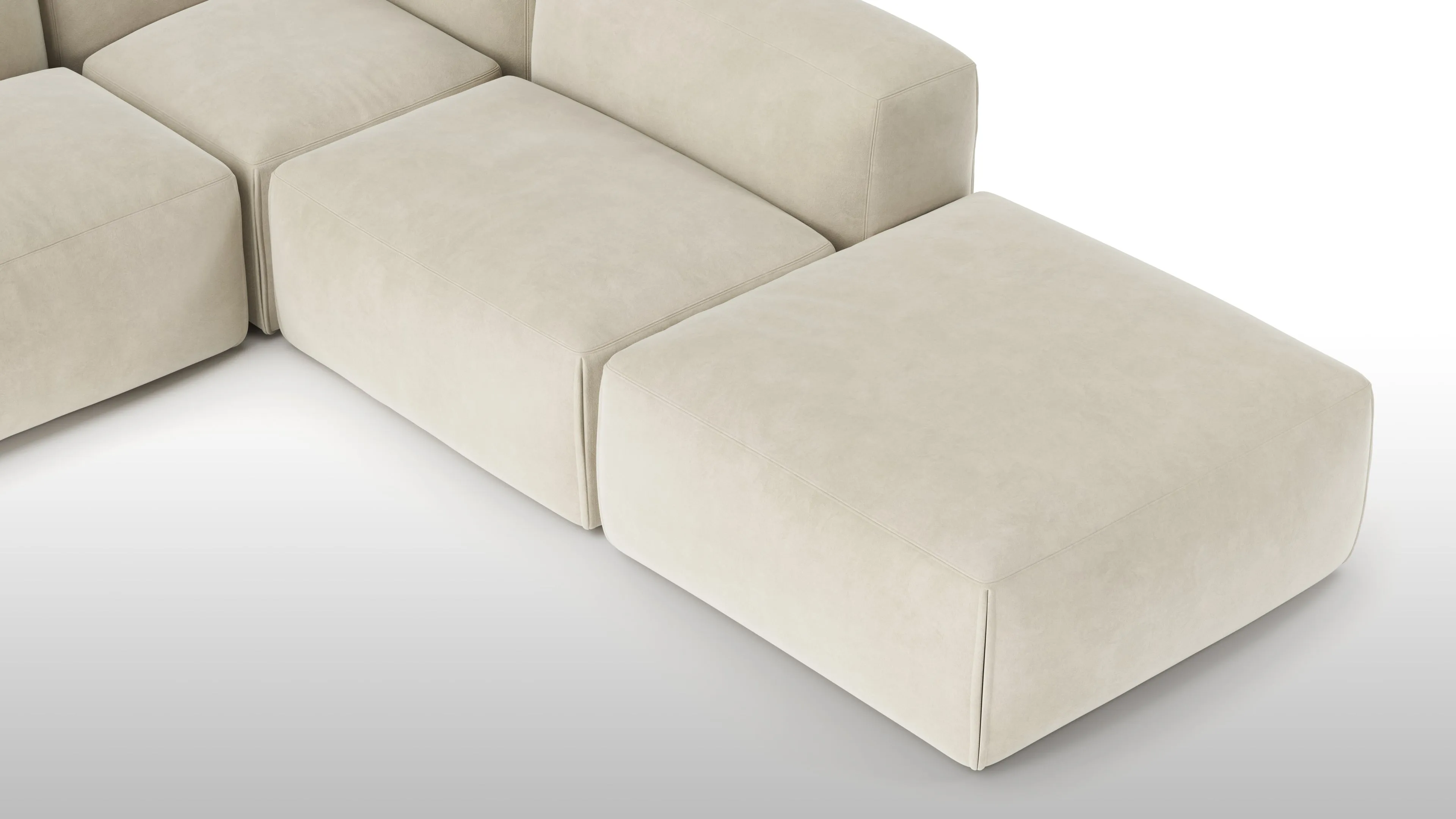 Le Mura - Le Mura Sectional Sofa, Right Corner, Eggshell Vegan Suede