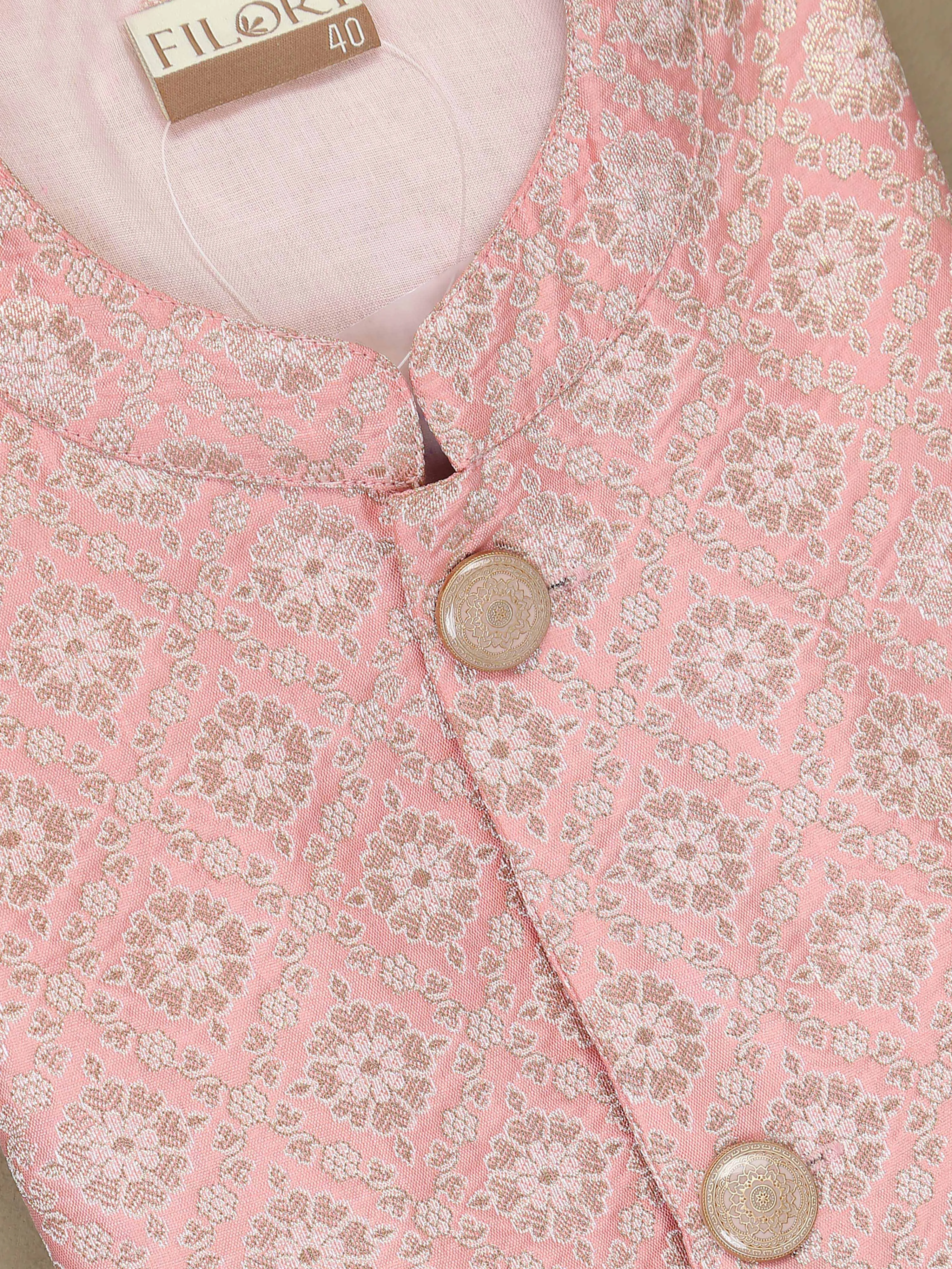 Light Pink Brocade Nehru Jacket