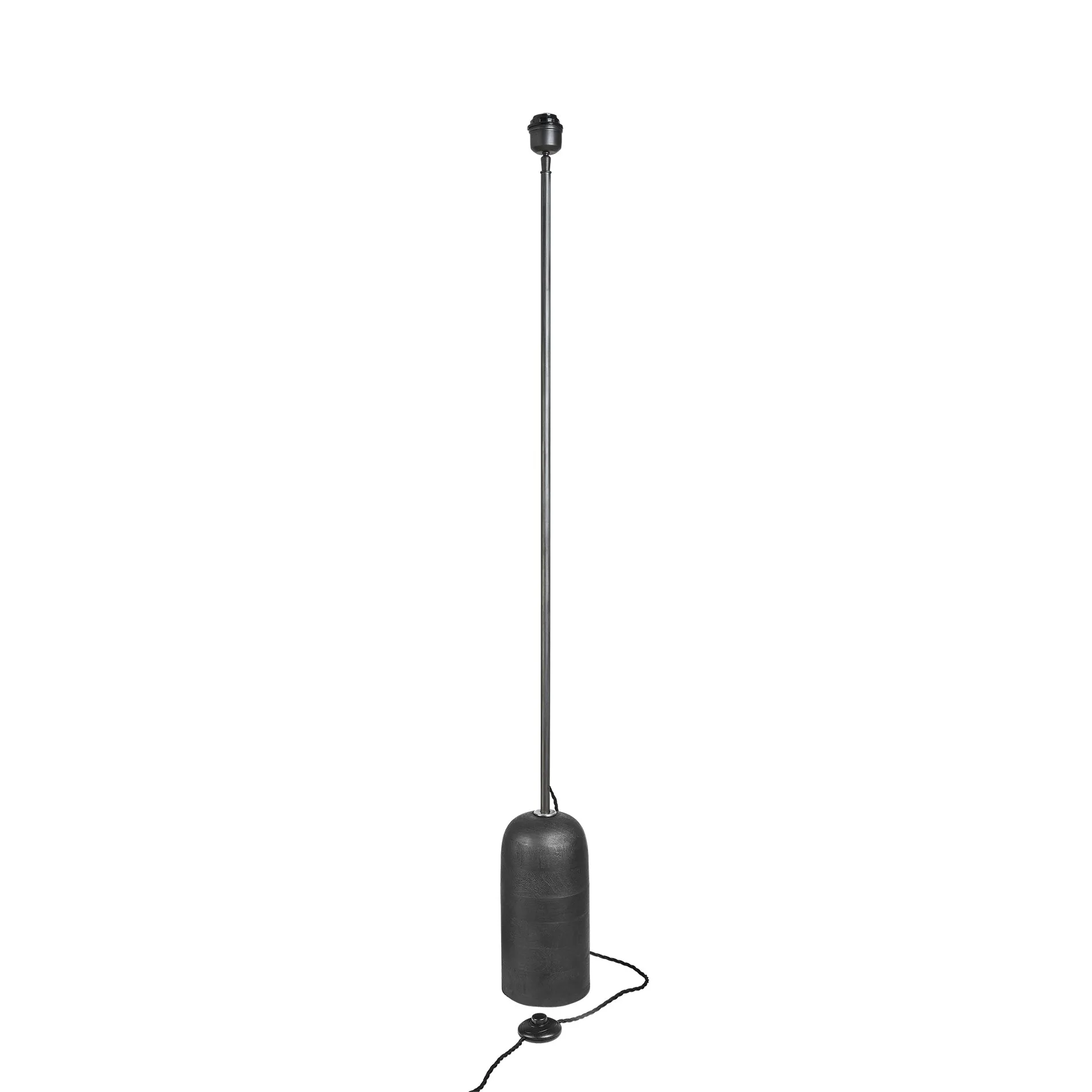 Maribo Wooden Cone Floor Lamp - Black & Pewter