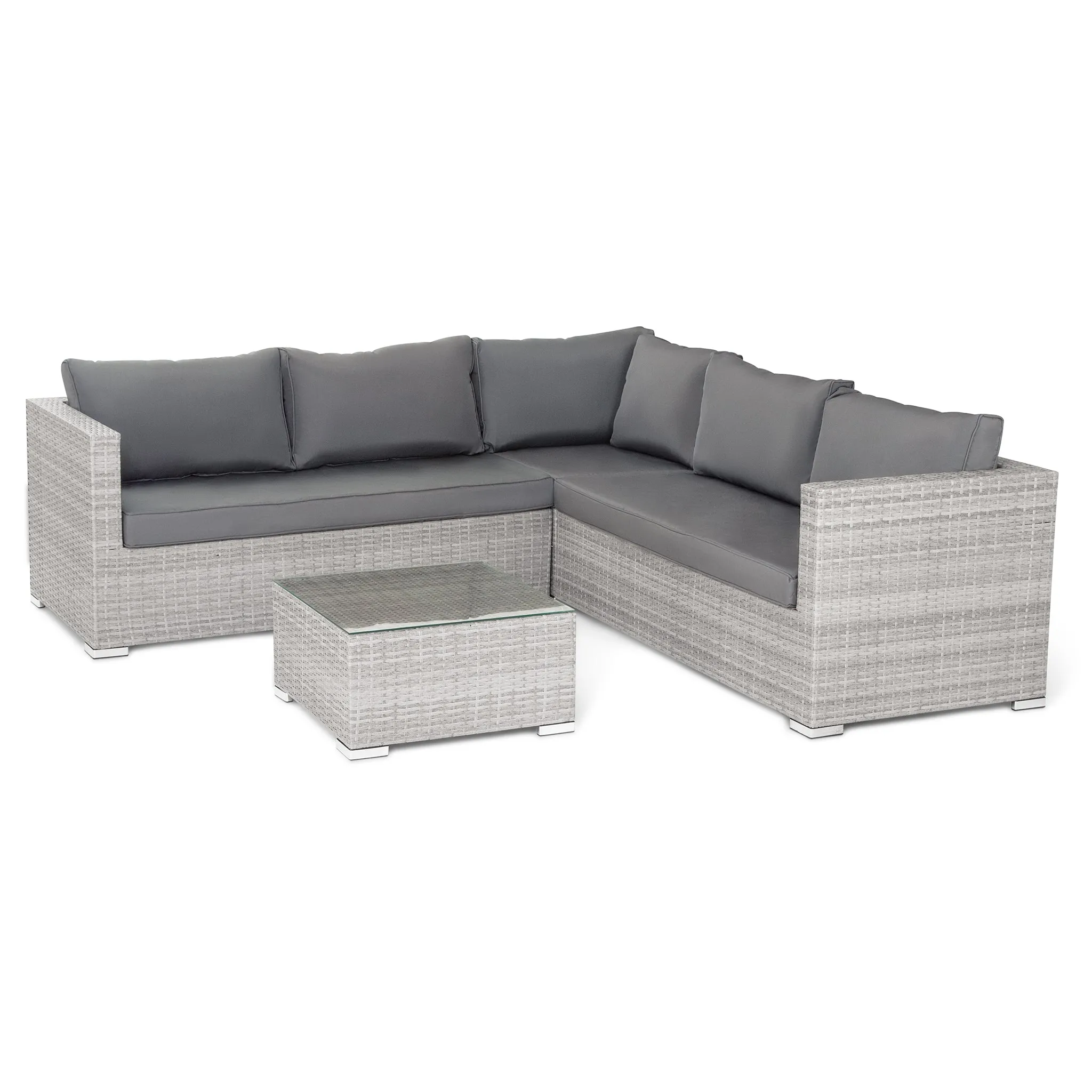 Matera 7 Seater Right Hand Corner Rattan Garden Sofa & Table Grey