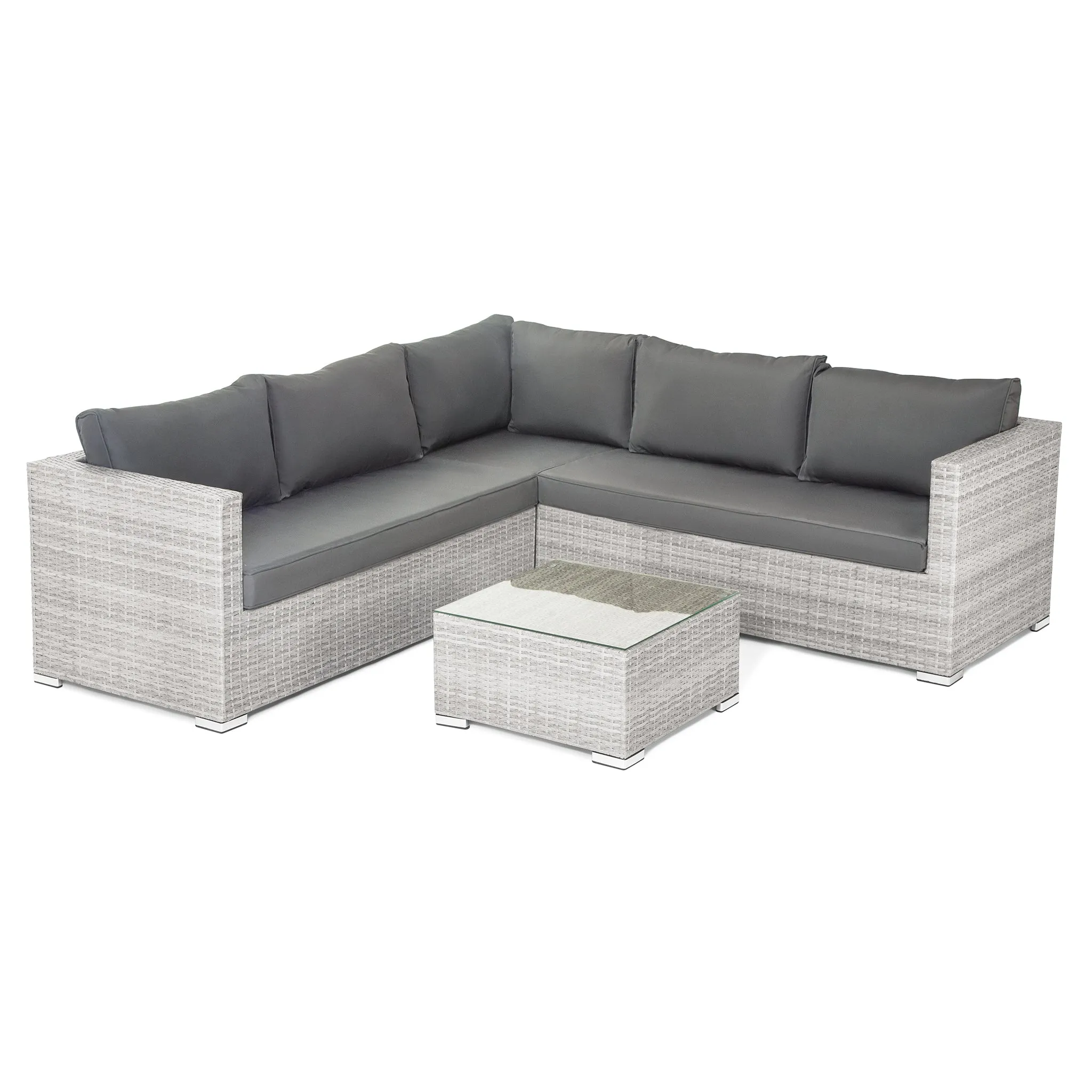 Matera 7 Seater Right Hand Corner Rattan Garden Sofa & Table Grey