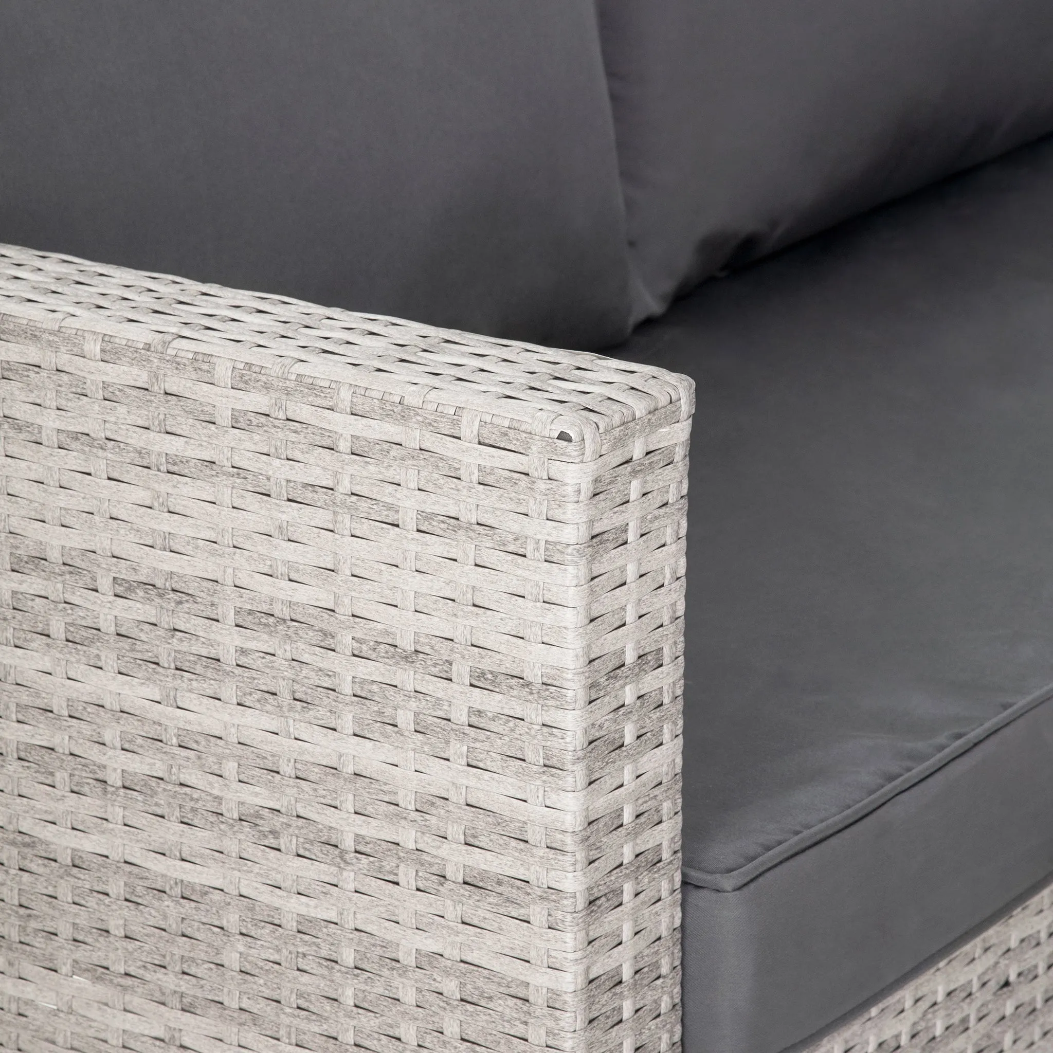 Matera 7 Seater Right Hand Corner Rattan Garden Sofa & Table Grey