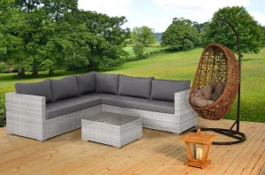 Matera 7 Seater Right Hand Corner Rattan Garden Sofa & Table Grey