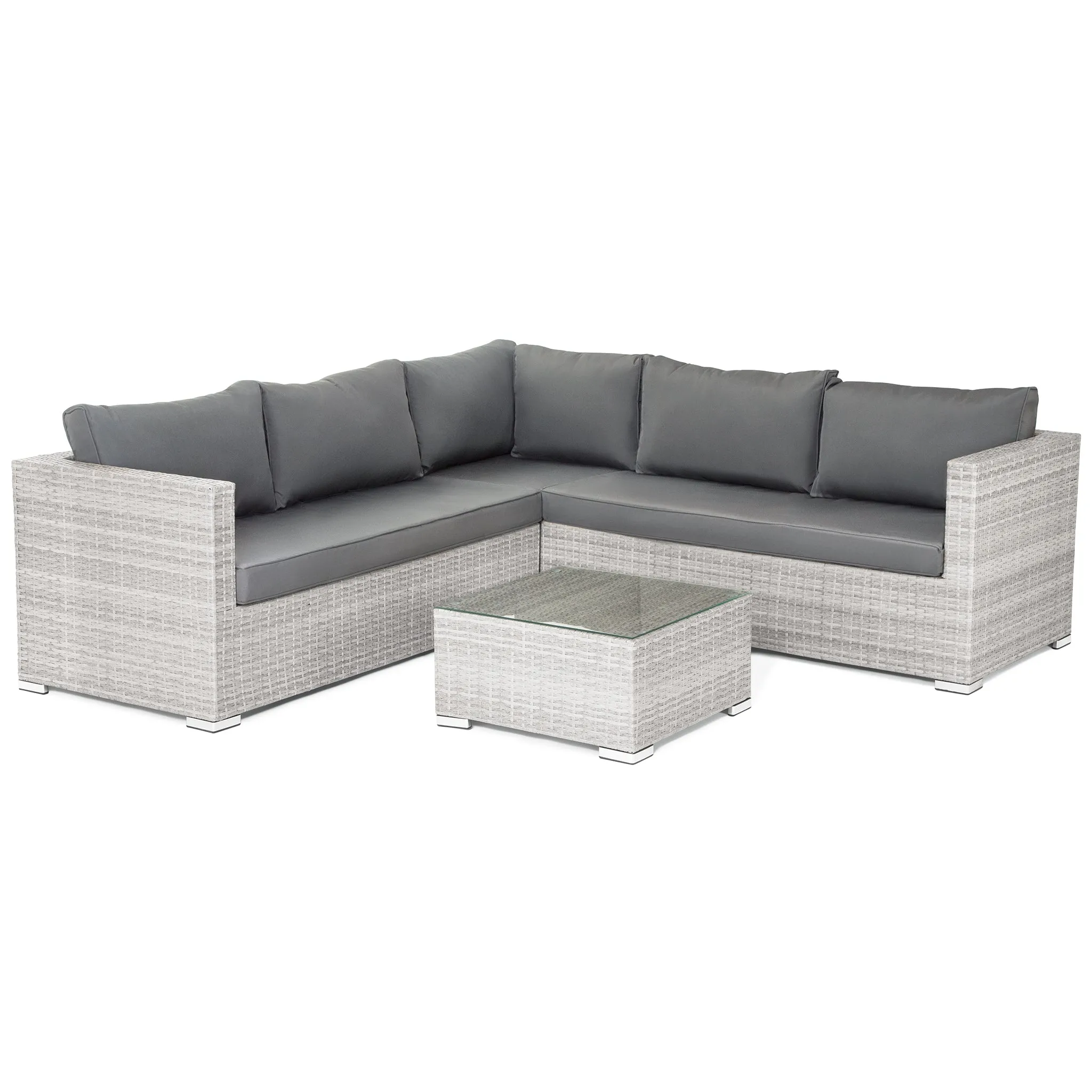 Matera 7 Seater Right Hand Corner Rattan Garden Sofa & Table Grey