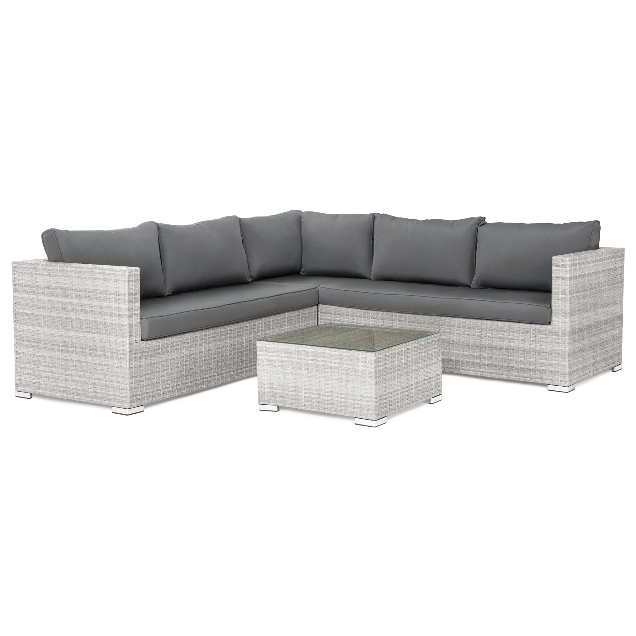 Matera 7 Seater Right Hand Corner Rattan Garden Sofa & Table Grey