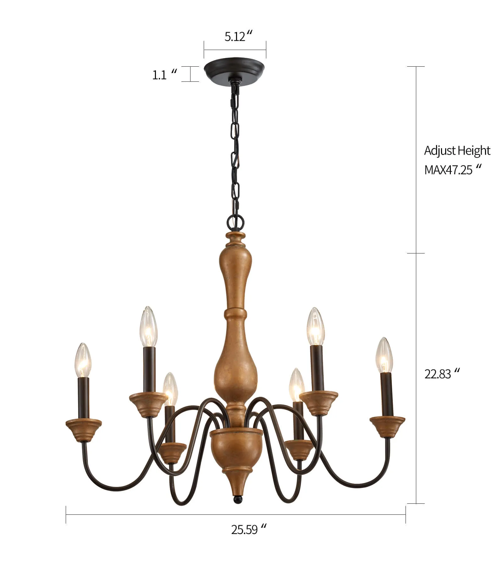 MEIXISUE French Country Farmhouse Metal Chandelier
