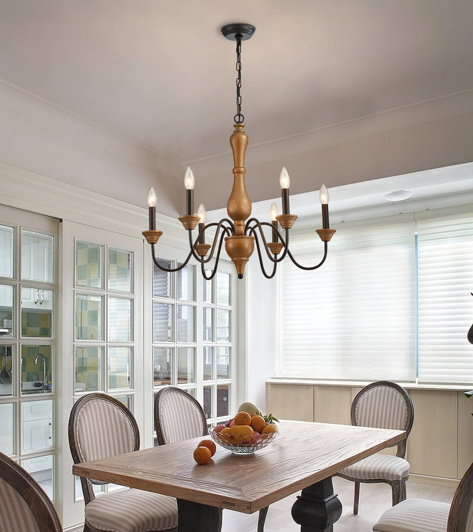 MEIXISUE French Country Farmhouse Metal Chandelier