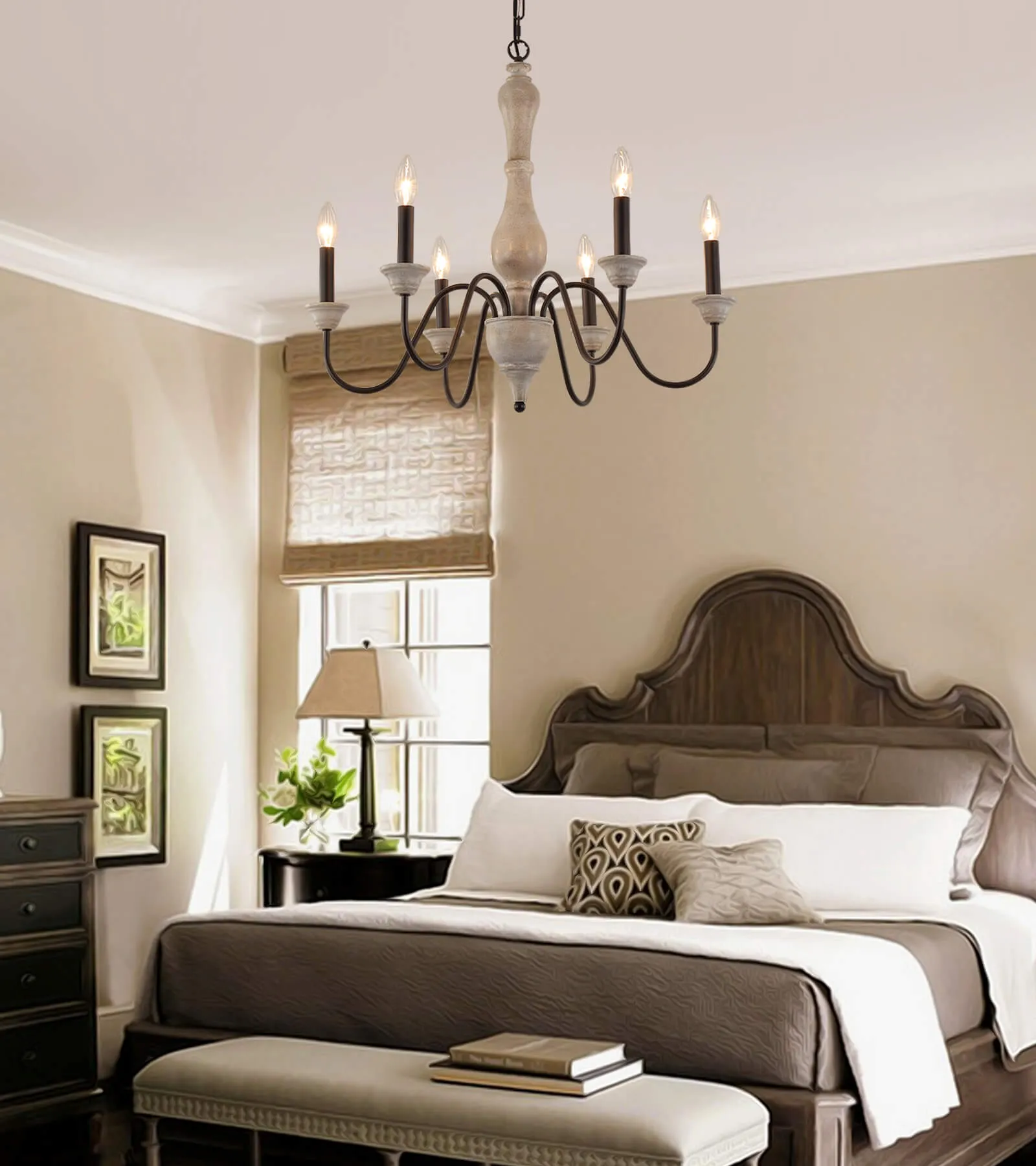 MEIXISUE French Country Farmhouse Metal Chandelier
