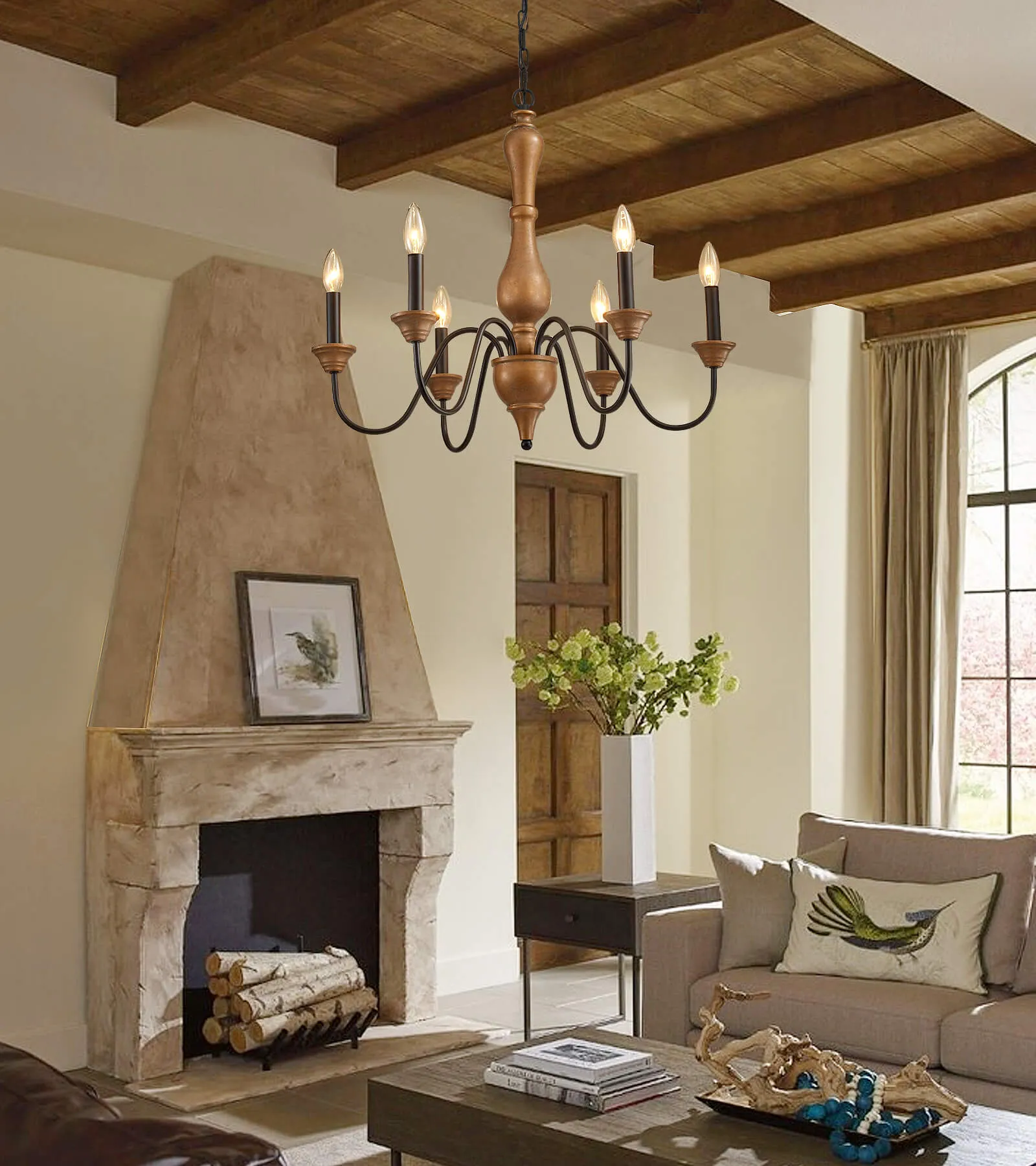 MEIXISUE French Country Farmhouse Metal Chandelier