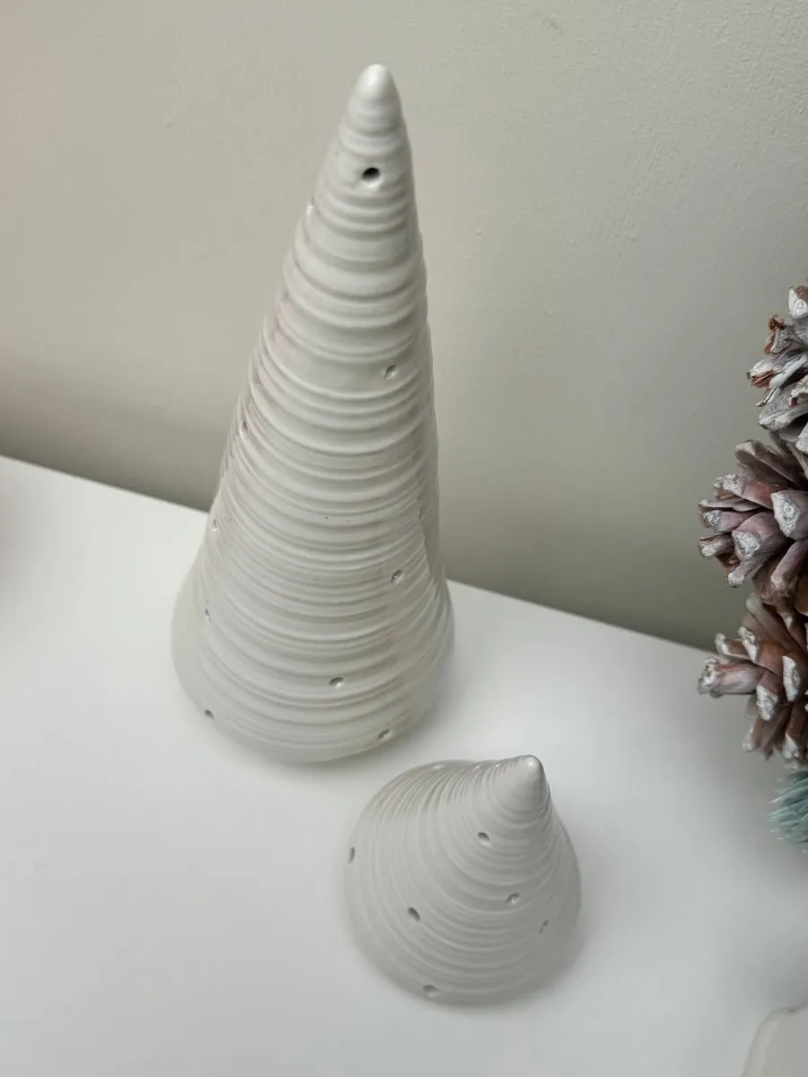 Minimalist White LED Ceramic Glossy Christmas Tree