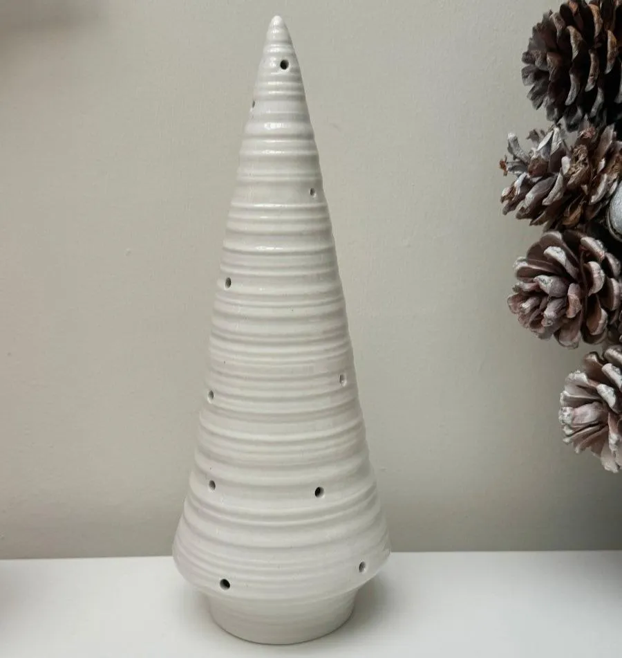 Minimalist White LED Ceramic Glossy Christmas Tree