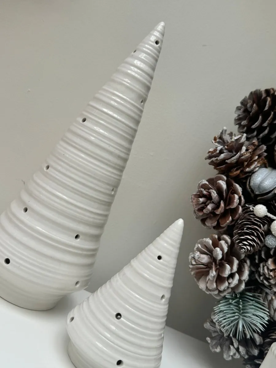 Minimalist White LED Ceramic Glossy Christmas Tree