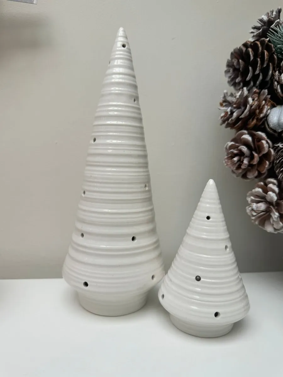 Minimalist White LED Ceramic Glossy Christmas Tree