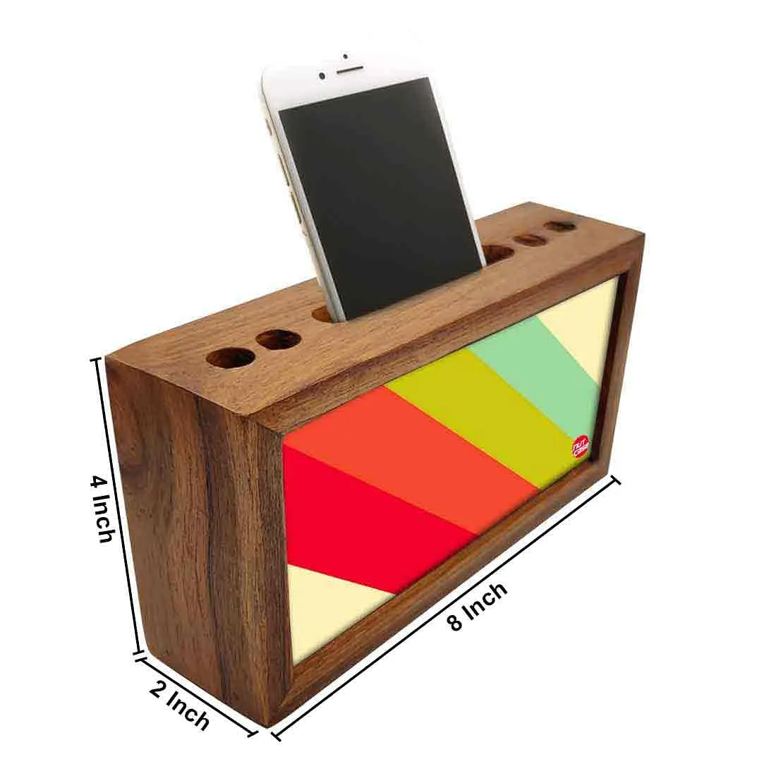Mobile Pen Holder Wooden Desk Organizer - Color Strips