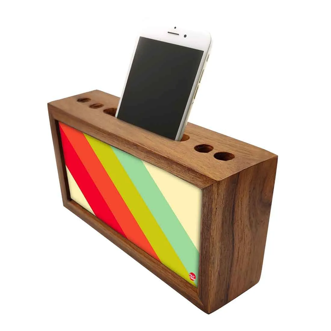Mobile Pen Holder Wooden Desk Organizer - Color Strips