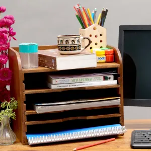 Multiple Slot Handmade Wooden File Rack Organiser