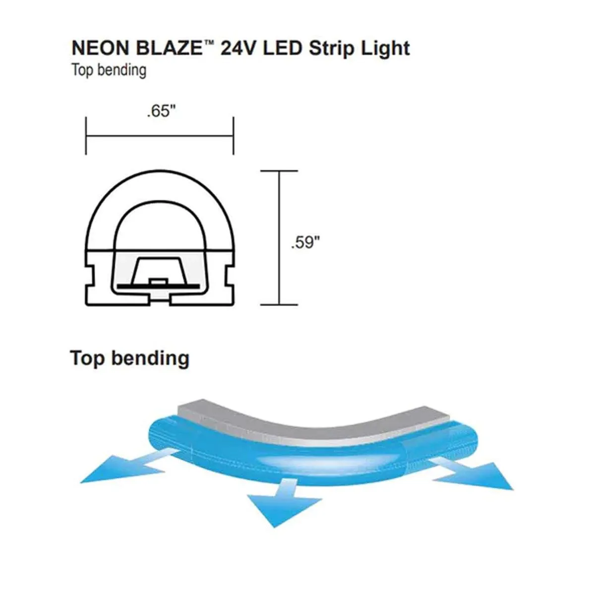 Neon BLAZE LED Neon Strip Light, 3000K, 32 feet Reel, 24V, Top Bending