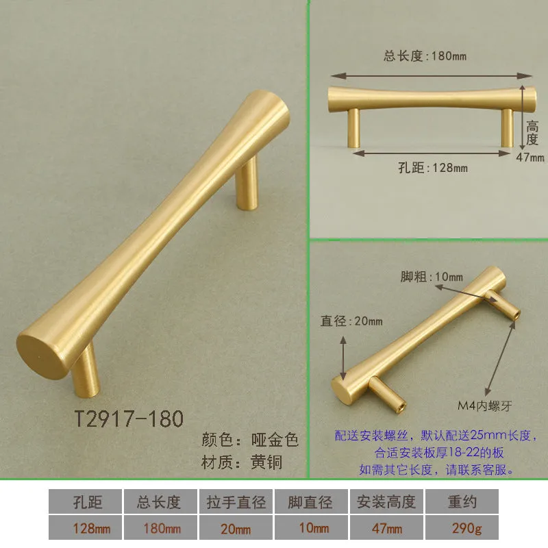 New Chinese-Style Cabinet Door Handle Pure Brass Cabinet Handle European and American-Style Modern Minimalist Drawer Wardrobe Door Handle