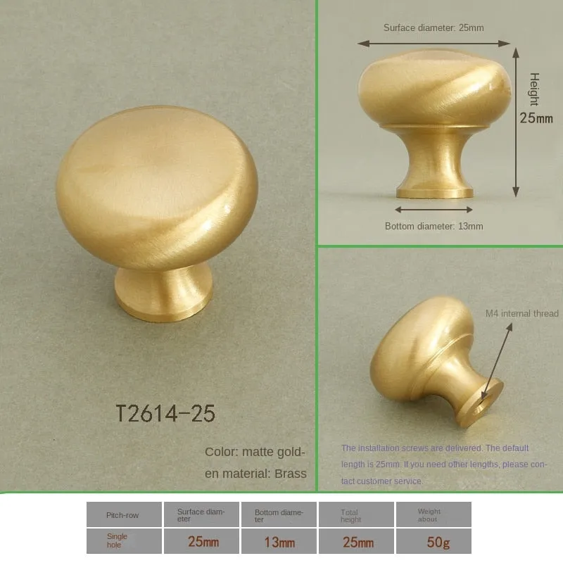New Chinese-Style Cabinet Door Handle Pure Brass Cabinet Handle European and American-Style Modern Minimalist Drawer Wardrobe Door Handle