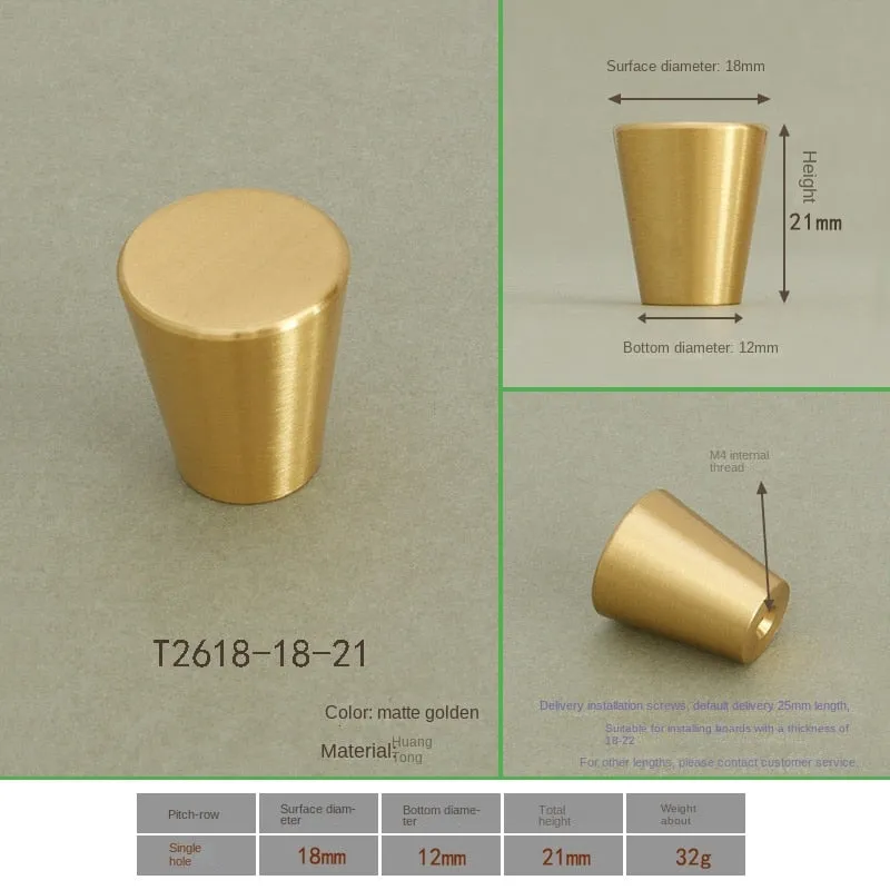 New Chinese-Style Cabinet Door Handle Pure Brass Cabinet Handle European and American-Style Modern Minimalist Drawer Wardrobe Door Handle