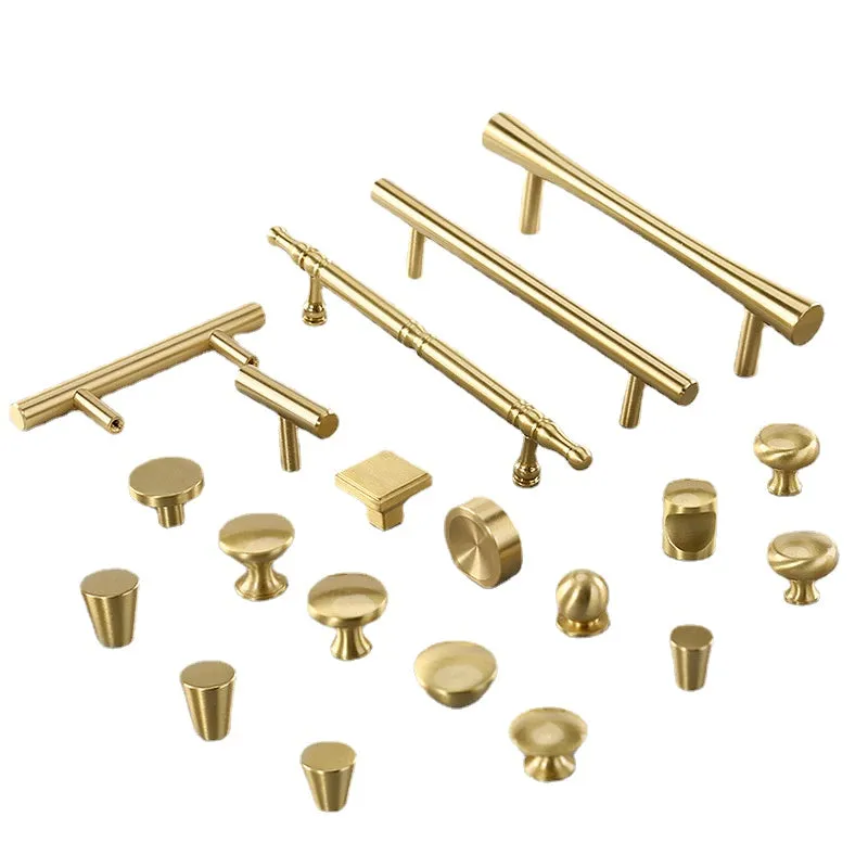 New Chinese-Style Cabinet Door Handle Pure Brass Cabinet Handle European and American-Style Modern Minimalist Drawer Wardrobe Door Handle