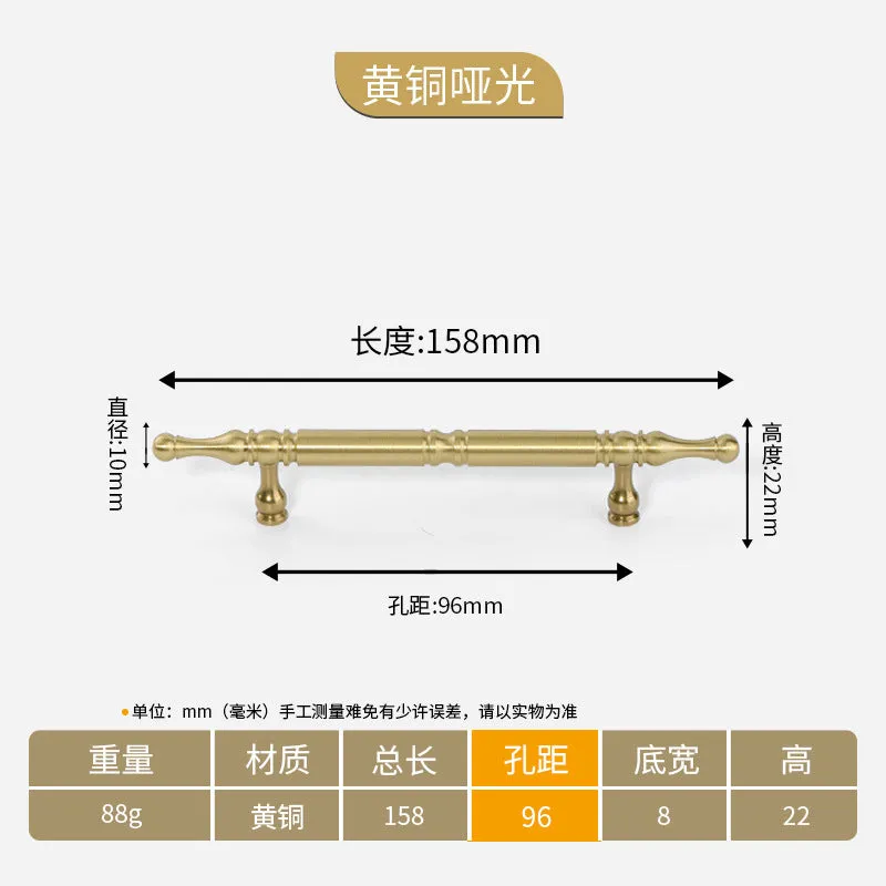 New Chinese-Style Cabinet Door Handle Pure Brass Cabinet Handle European and American-Style Modern Minimalist Drawer Wardrobe Door Handle