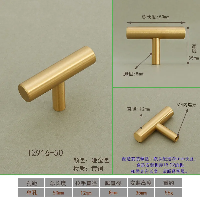 New Chinese-Style Cabinet Door Handle Pure Brass Cabinet Handle European and American-Style Modern Minimalist Drawer Wardrobe Door Handle