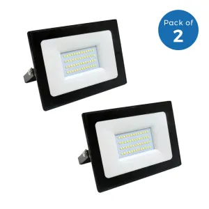 Pack of 2 Floodlight Led SMD Slim 50W 3000K 1 Meter EU Plug 2 Yrs Warranty