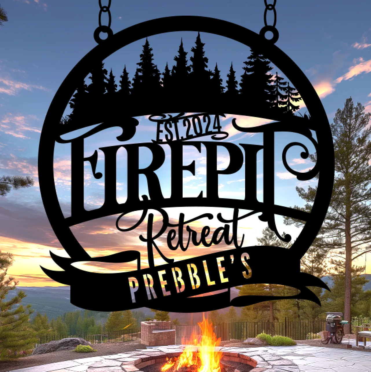Patio & Firepit Sign - Custom Metal Signs - Die Cut & Personalized