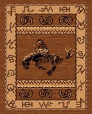 "Bucking Bronc'" Western Area Rug  (5 Sizes Available)
