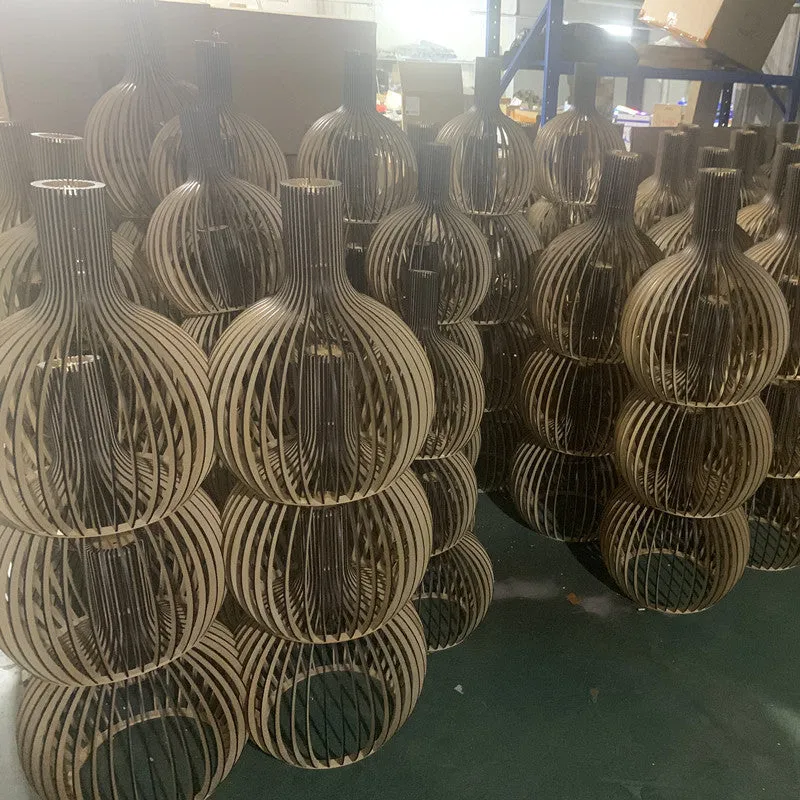 Retro LED Chandelier - Elegant Wood Design