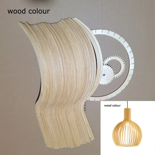 Retro LED Chandelier - Elegant Wood Design