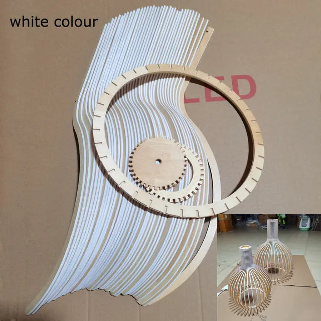 Retro LED Chandelier - Elegant Wood Design