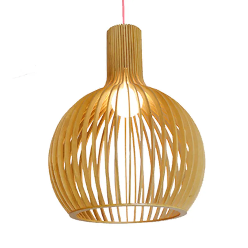 Retro LED Chandelier - Elegant Wood Design