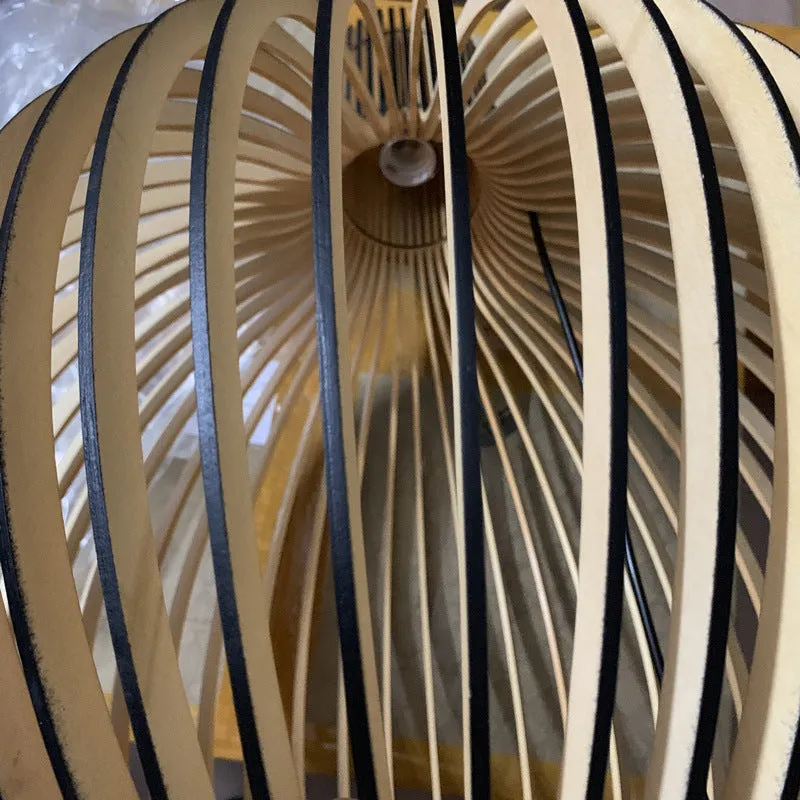 Retro LED Chandelier - Elegant Wood Design