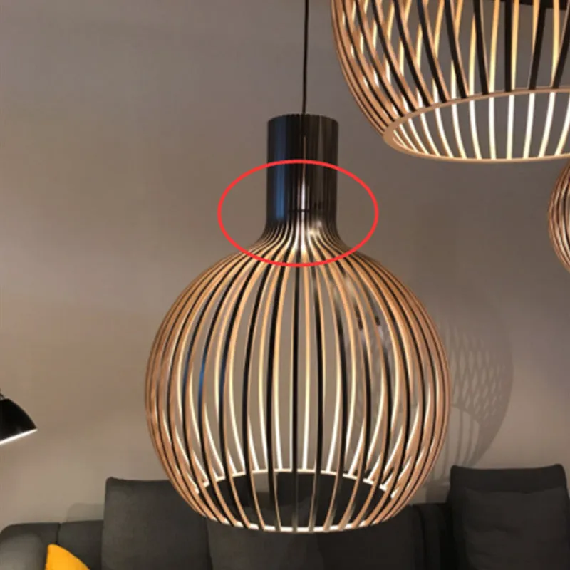 Retro LED Chandelier - Elegant Wood Design