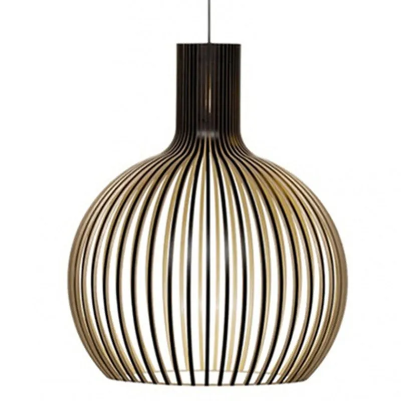 Retro LED Chandelier - Elegant Wood Design