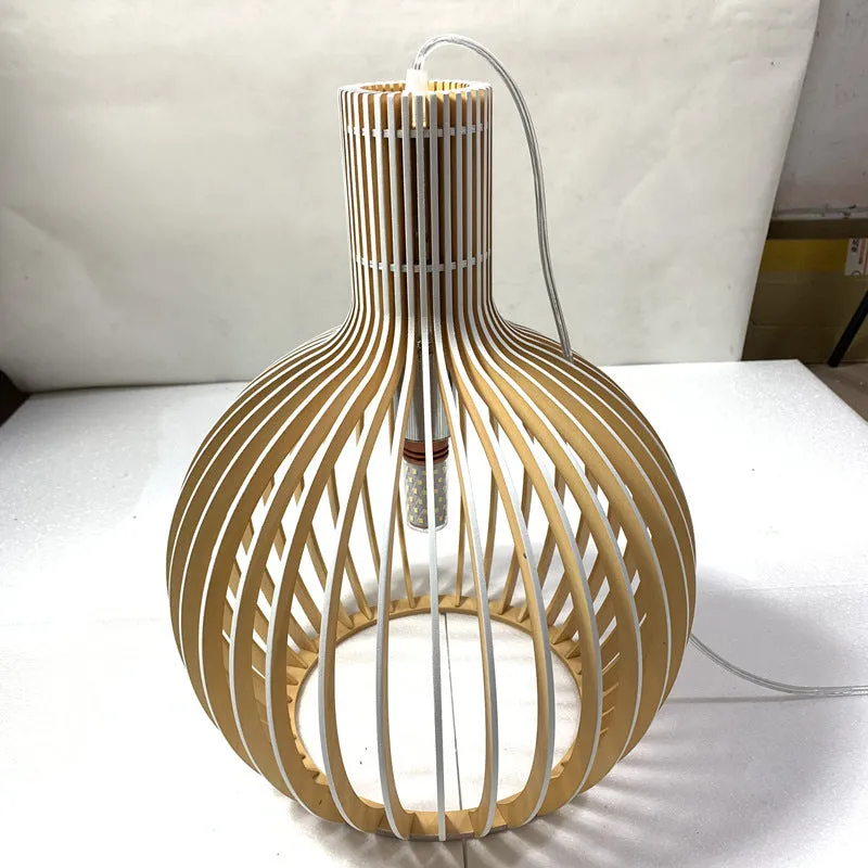 Retro LED Chandelier - Elegant Wood Design