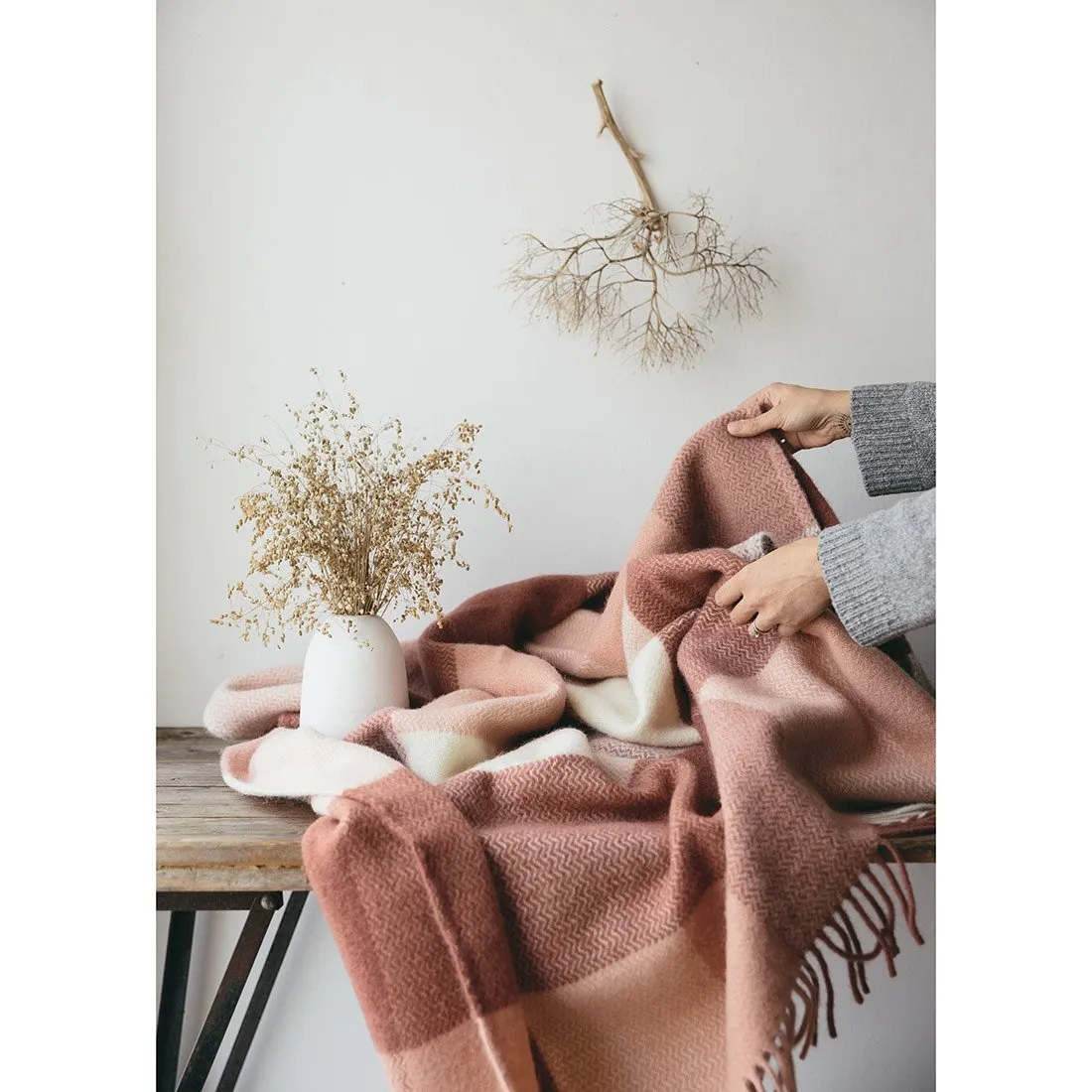 Rose Check Lambswool Blanket