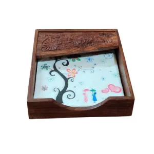 Sheesham Woodeen Carving Leaf Design Tissue Paper Holder