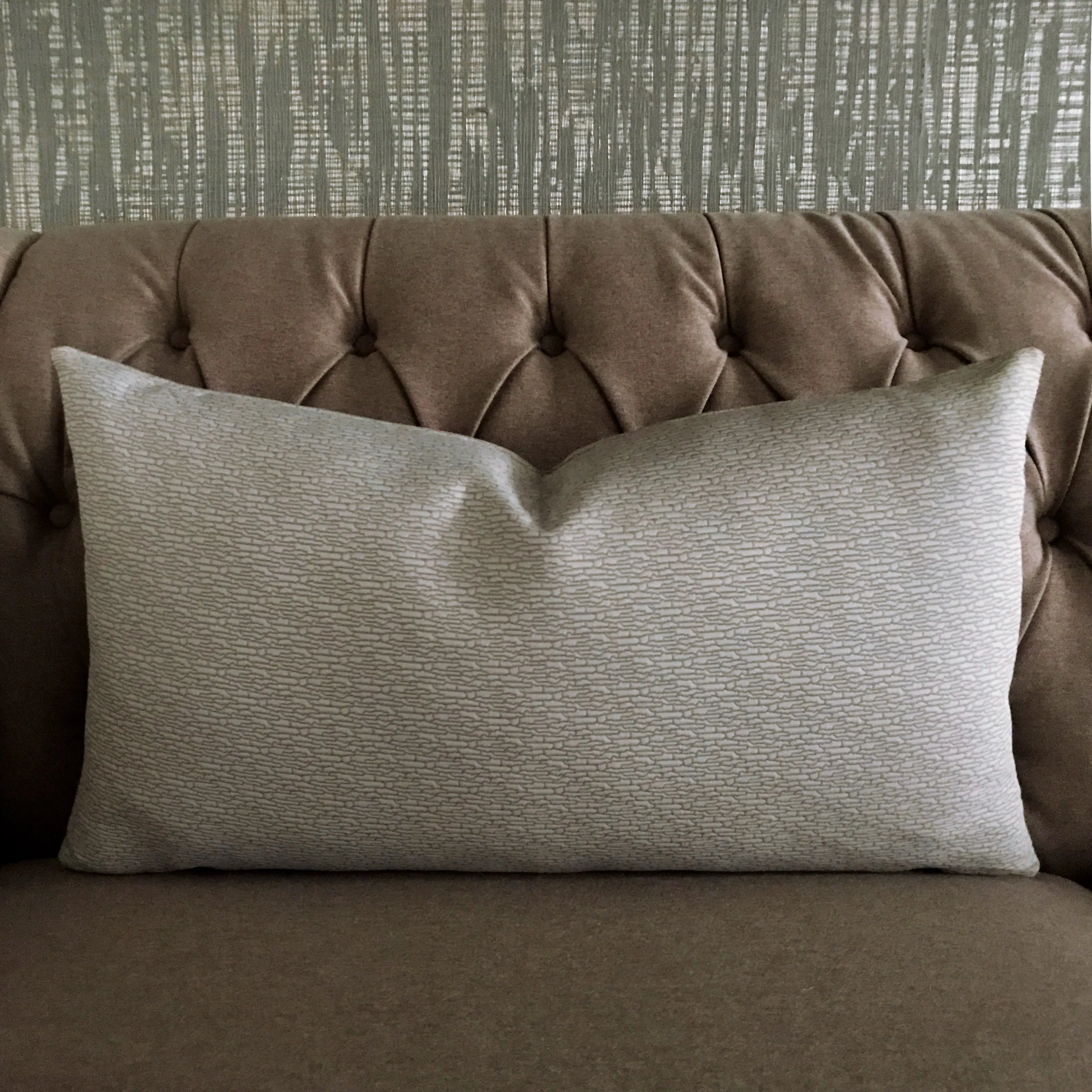 Silver Textured Luxury Lumbar Pillow Cover 15x26