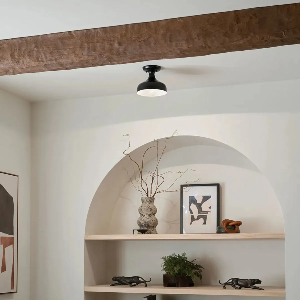 Sisu 8" 1-Light Semi-Flush Mount Light, Black Finish