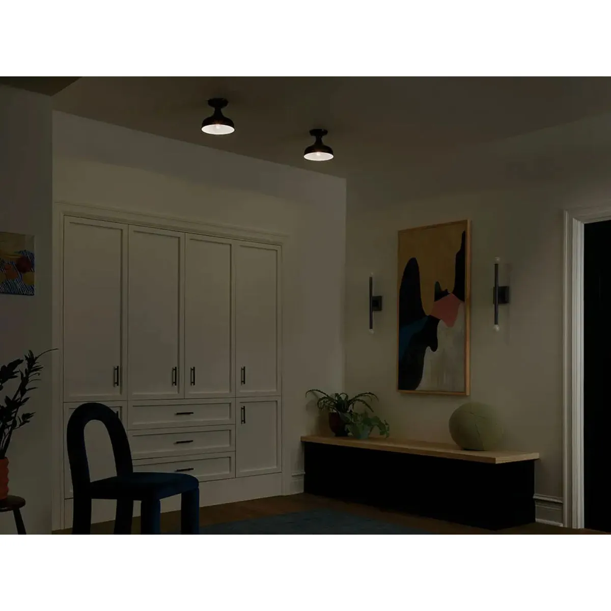 Sisu 8" 1-Light Semi-Flush Mount Light, Black Finish