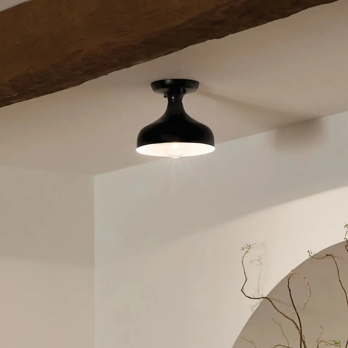 Sisu 8" 1-Light Semi-Flush Mount Light, Black Finish