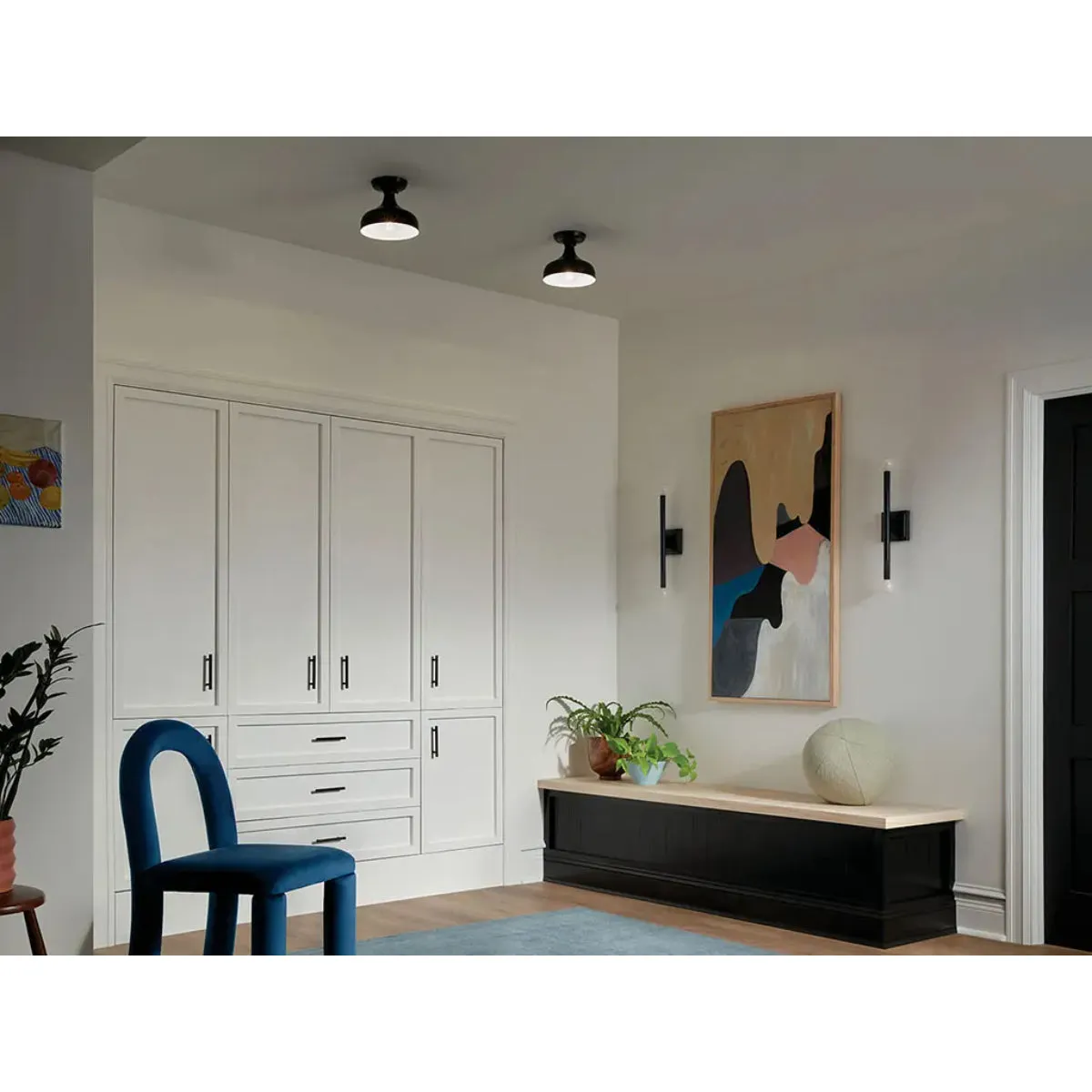 Sisu 8" 1-Light Semi-Flush Mount Light, Black Finish