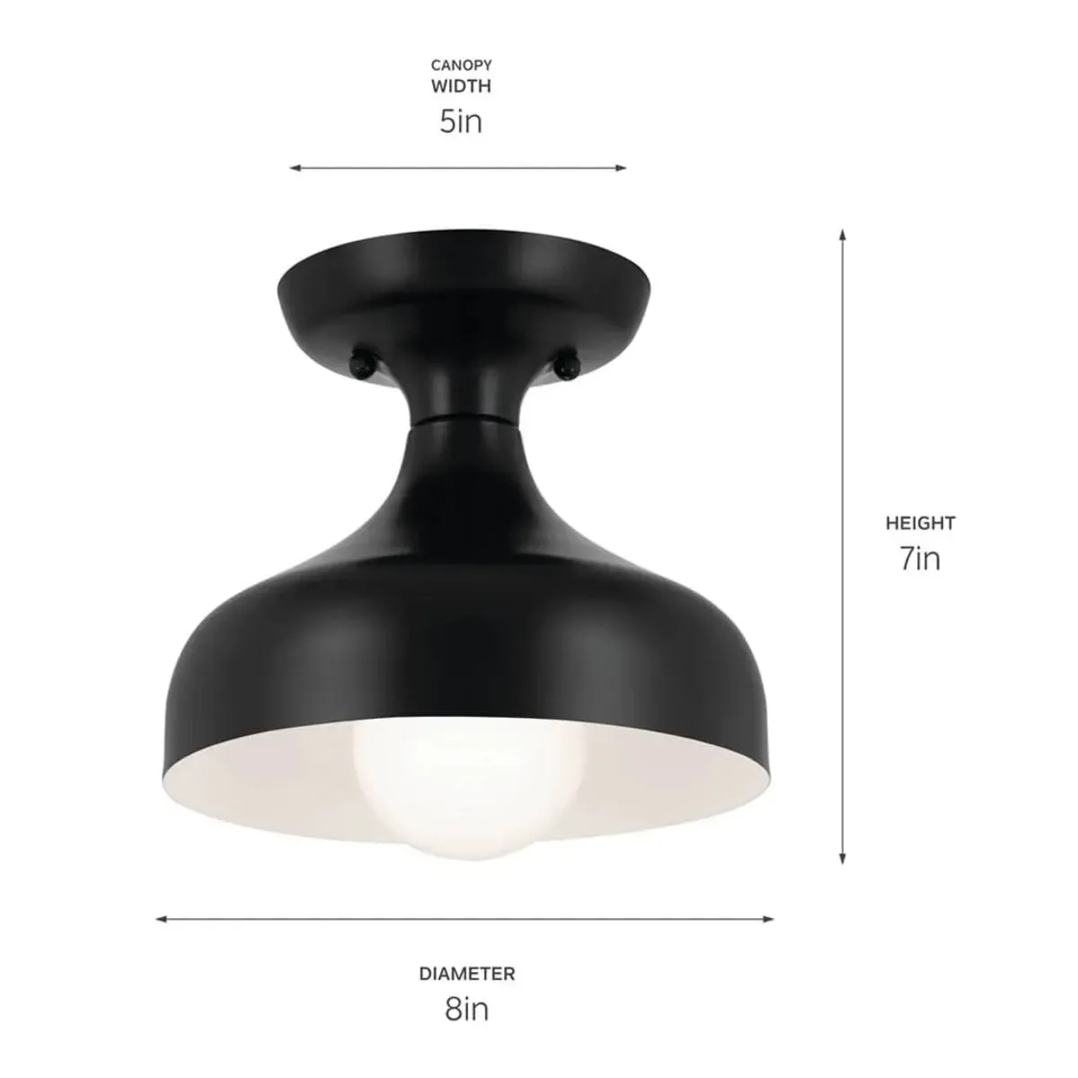 Sisu 8" 1-Light Semi-Flush Mount Light, Black Finish